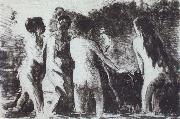 Camille Pissarro Line of bathers Spain oil painting artist